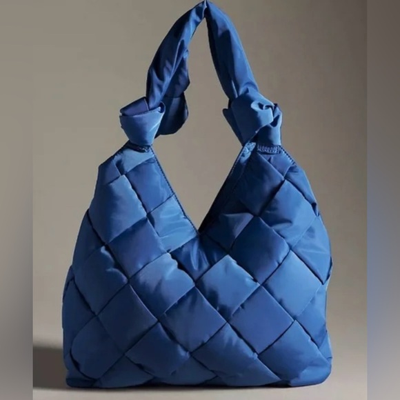 Anthropologie Handbags - Anthropologie Urban Originals Knotted On The Go Woven Quilted Bag Blue NWT